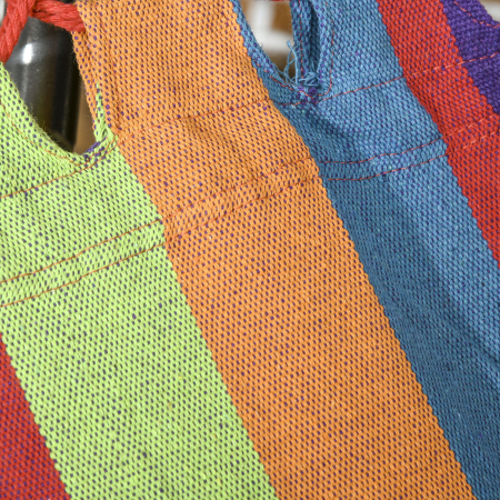  Hamac Autoportant cu Suport Pliabil, Pat din Bumbac si Cadru din Otel, Multicolor [7]