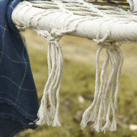  Hamac Balansoar pentru Gradina si Casa cu 2 Locuri din Macramé Alb Crem, Fara Perna [8]