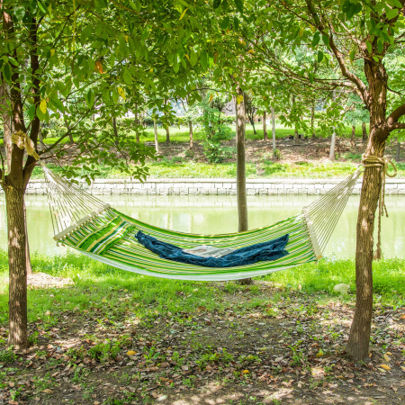  hamac dublu cu perne, 2,84×1,4 m, verde si galben [1]