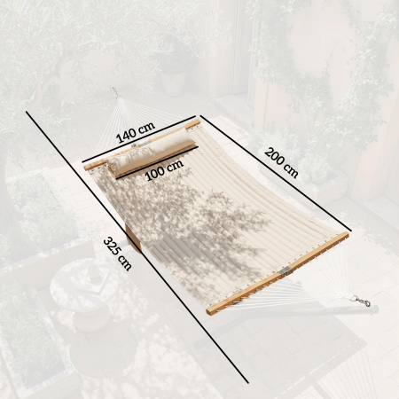  Hamac Exterior pentru 2 Persoane, Perna Captusita, Capacitate 200 kg, Crem [2]