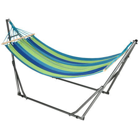 Balansoare si leagane de gradina -  Hamac pentru Exterior cu Arc cu Suport Curbat PLiabil, Material din Bumbac Comfortabil si Cadru de Otel, Negru