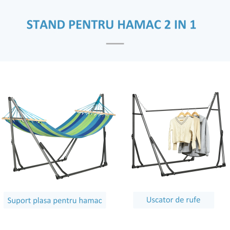  Hamac pentru Exterior cu Arc cu Suport Curbat PLiabil, Material din Bumbac Comfortabil si Cadru de Otel, Negru [3]