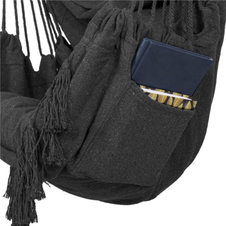 Hamac tip leagan suspendat pentru casa sau gradina, cu perne, 130x100cm, 150kg, gri inchis [13]