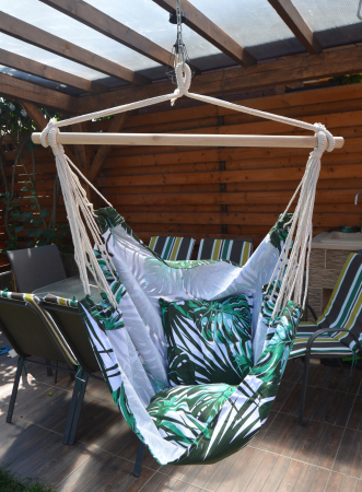 Hamac tip leagan suspendat pentru casa sau gradina, floral, 130x100cm, 150kg [1]