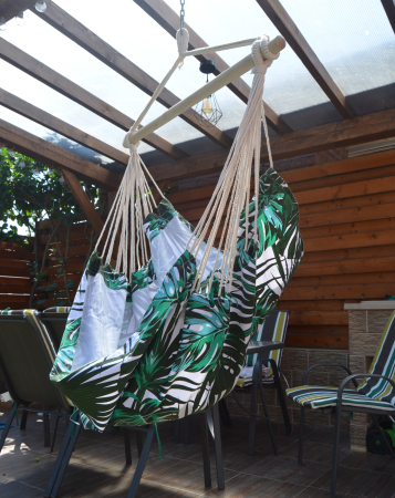 Hamac tip leagan suspendat pentru casa sau gradina, floral, 130x100cm, 150kg [7]
