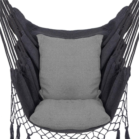 Hamac tip leagan suspendat pentru casa sau gradina, gri cu perne, 130x100cm, 150kg [13]