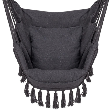 Hamac tip leagan suspendat pentru casa sau gradina HM45, gri inchis cu perne, 130x100cm, 150kg [7]