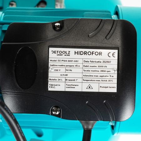 Hidrofor 0.9 KW Detoolz DZ-P104-S001-G02, Debit Maxim 3300L/h, Inaltime Maxima Pompare 45M, Corp Pompa Fonta [4]