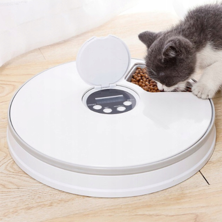 Hranitor automat pentru caini si pisici, sunet hranire, capacitate dispenser 6x70gr, cu display digital [4]