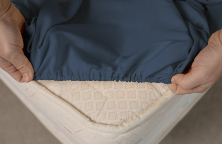 Husa Brius Bumbac Cottone cu elastic, 140x200, Bumbac 100%, Material moale si prietenos cu pielea, Albastru [1]