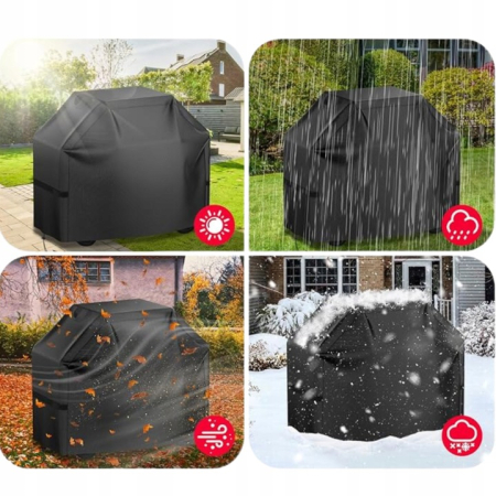 Husa de protectie pentru gratar, tesatura oxford impermeabila, protectie UV, 145x61x117 cm, negru [10]