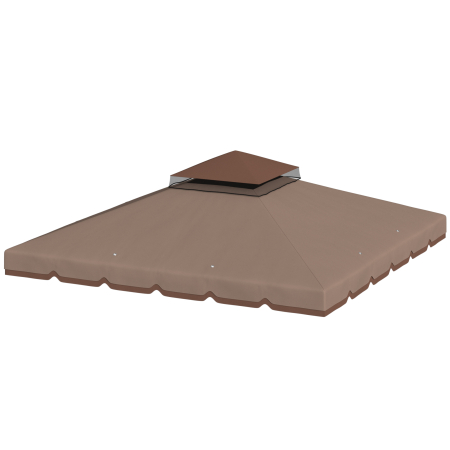 Gradina & balcon -  Husa de Rezerva pentru Foisor 3x3 m din Gradina, Acoperis Dublu Rezistent la Apa din Poliester 180g/㎡ Anti-UV 30+ cu 8 Gauri de Drenaj, Casmir