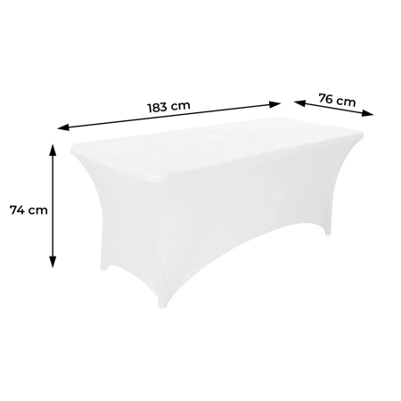 Husa elastica pentru masa gradina sau evenimente, poliester si spandex, 183x76x74 cm, alb [6]