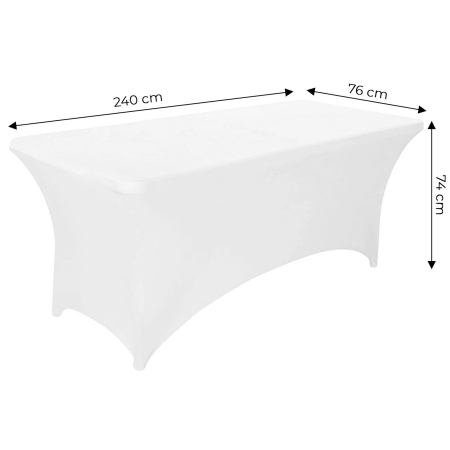 Husa elastica pentru masa gradina sau evenimente, poliester si spandex, 240x76x74 cm, alb [6]