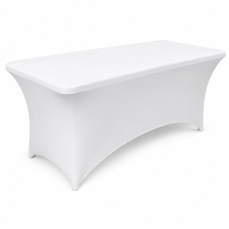 Mese gradina - Husa elastica pentru masa gradina sau evenimente, poliester si spandex, 183x76x74 cm, alb