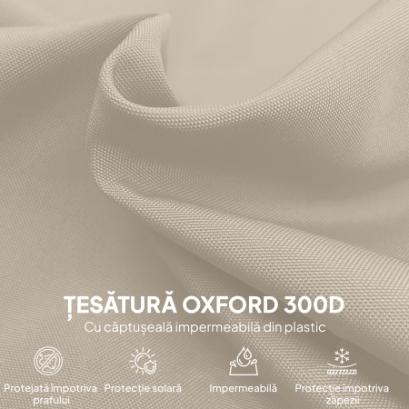  Husa Impermeabila pentru Umbrela 3x3 m, Protectie pentru Umbrela Suspendata cu Fermoar si snur, Bej [4]