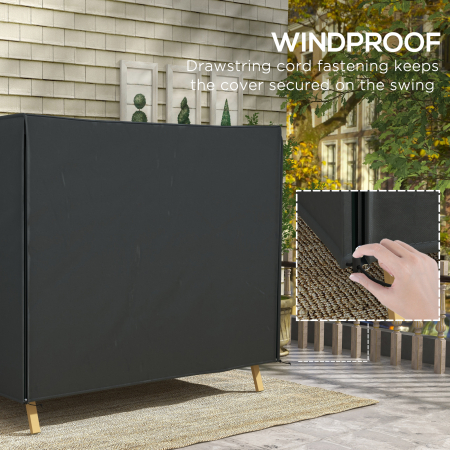  Husa pentru Balansoar de Gradina cu 3 Locuri, Impermeabila si Anti-UV, 220x125x172 cm, Negru [5]