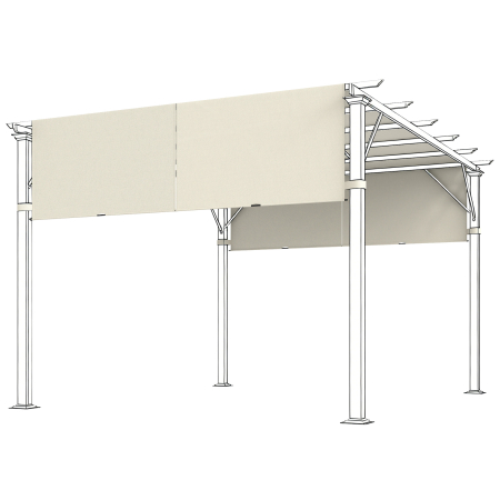 Gradina & balcon -  Husa pentru Foisor Pergola 3x3 m din Poliester cu Buzunare si Curele, 488x122 cm, Crem Alb