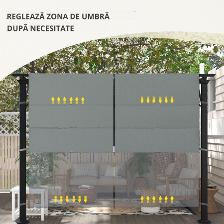  Husa pentru Pergola 3x3 m din Poliester cu Buzunare si Curele, 488x122 cm, Gri Carbune [4]