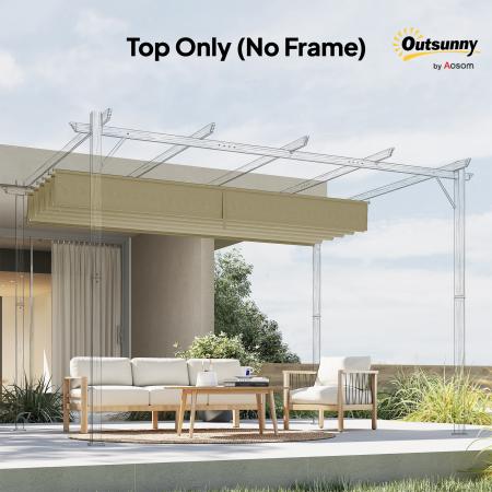  Husa pentru Pergola Gazebo 4x3 m din Poliester Respirable Bej cu 10 Orificii de Drenaj [8]
