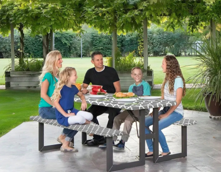 Husa pentru set mobilier gradina, 1 masa si 2 banci, impermeabila, 76x183cm, gri [4]
