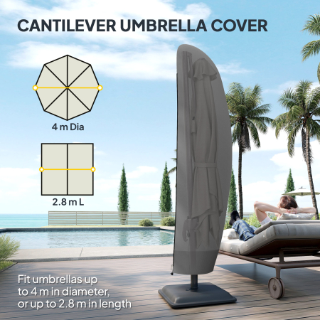  Husa pentru Umbrela 3x3 m Impermeabila, Protectie cu Fermoar si snur, Negru [3]