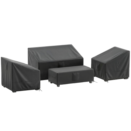 Balansoare si leagane de gradina -  Huse pentru Mobilier de Gradina 4 Piese, Impermeabile, Negru