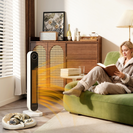  incalzitor Electric cu Ventilator 2000W cu Telecomanda 30x22x82,5 cm, Alb [1]