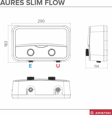 Incalzitor electric instant Ariston Aures Slim Flow 5.5kW, alimentare un singur punct, kit dus inclus [7]