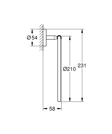Inel prosop Grohe 40460001, 210 mm, 58 mm, 1 rafturi, 2 orificii instalare, pivotanta, pe perete, crom [2]