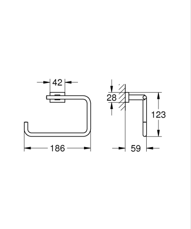 Inel prosop Grohe 40510DC1, Essentials Cube, pe perete, 200 mm, metal, mat, otel satinat [2]