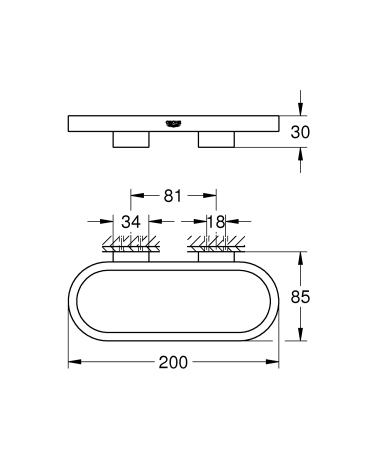 Inel prosop Grohe 41035AL0, Selection, 200 mm, pe perete, metal, mat, grafit [3]