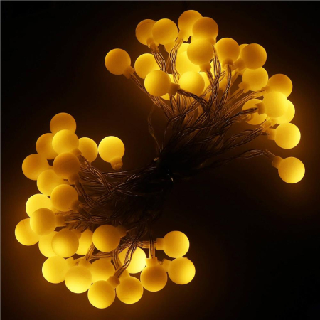 Instalatie bile luminoase pentru gradina, 7,5 metri, 50 LED-uri, cu baterii, galben [4]