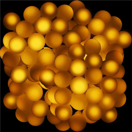 Instalatii luminoase brad - Instalatie bile luminoase pentru gradina, 7,5 metri, 50 LED-uri, cu baterii, galben