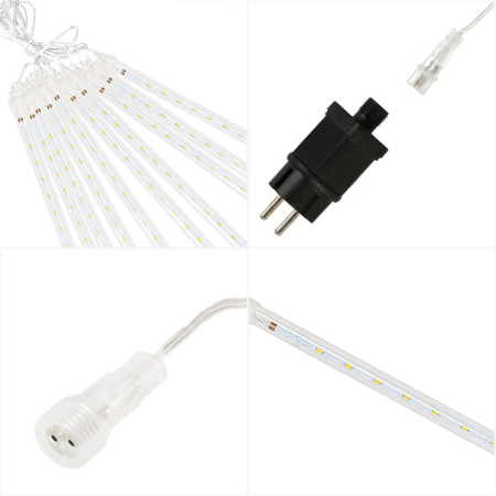 Instalatie de Craciun, 10 tuburi, 50cm, 480 LED, ploaie de meteoriti, alb [11]