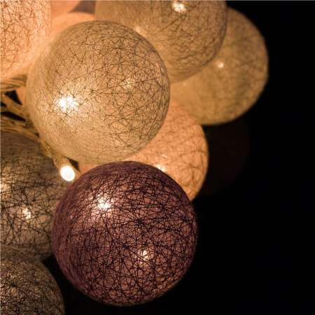 Instalatie decorativa 30 LED, lumina alba calda, 6.1 m, bile roz/alb/gri [6]