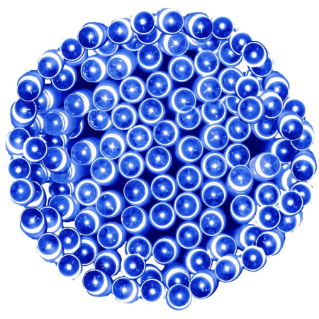 Instalatii luminoase - Instalatie lumini de exterior pentru gradina, 10 metri, 100 LED-uri, cu baterii, albastru