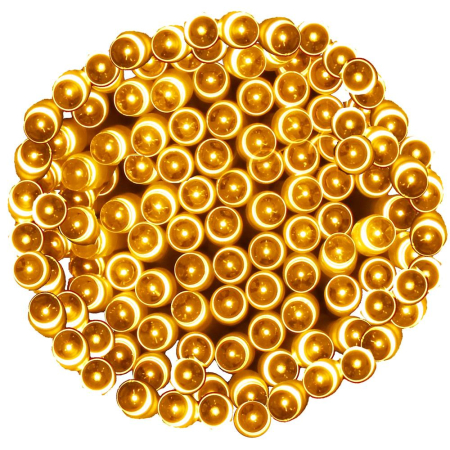 Instalatii luminoase - Instalatie lumini de exterior pentru gradina, 10 metri, 100 LED-uri, cu baterii, galben