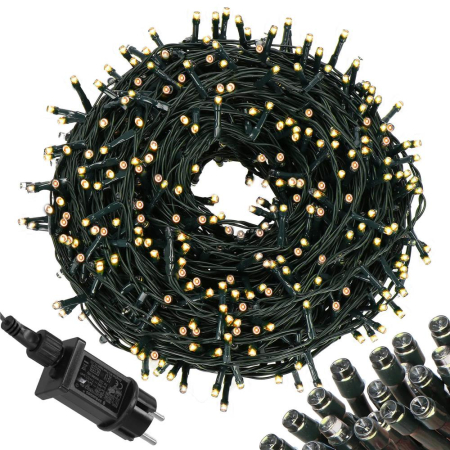 Instalatie lumini pentru bradul de Craciun, 17,5 metri, 300 LED-uri, 8 functii, alb cald [11]