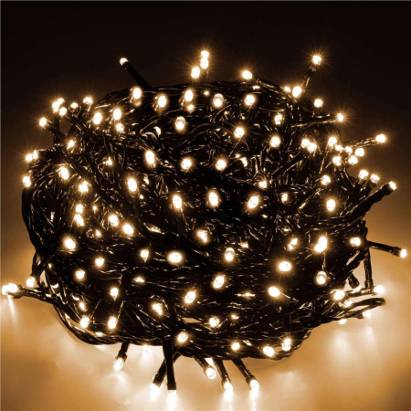 Decoratiuni si articole casa - Instalatie lumini pentru bradul de Craciun, 17,5 metri, 300 LED-uri, 8 functii, alb cald