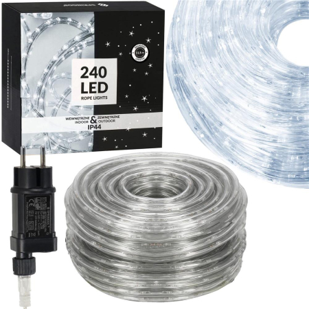 Instalatie tub furtun luminos pentru Craciun, 240 LED-uri, 10 m, pentru exterior, alb rece [4]