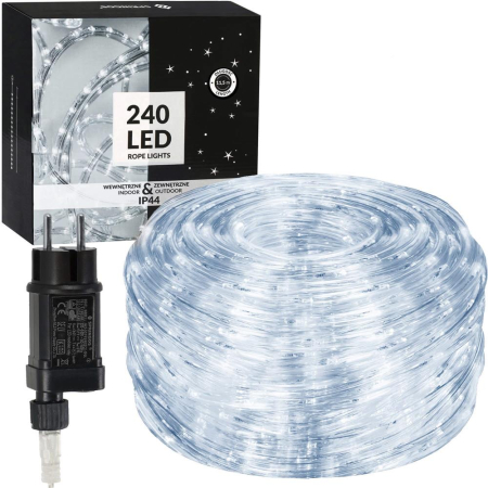Instalatie tub furtun luminos pentru Craciun, 240 LED-uri, 10 m, pentru exterior, alb rece [6]