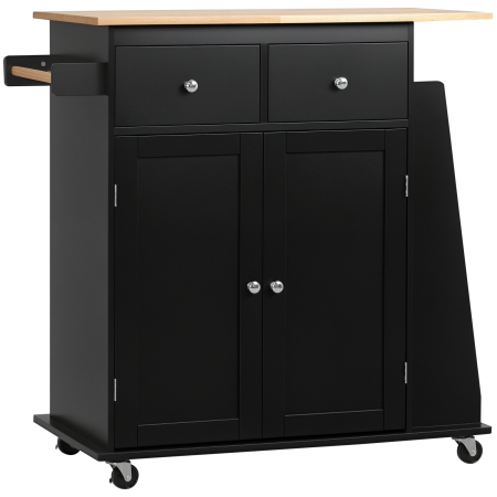 Bucatarie -  Insula de Bucatarie cu Dulapior, 2 Sertare si Suport pentru Condimente cu 3 Rafturi, 89x45x89,5 cm, Negru
