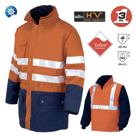 Echipamente protectia muncii - Jacheta 3 in 1 Valdiezza pentru AI2, Portocaliu, marime L