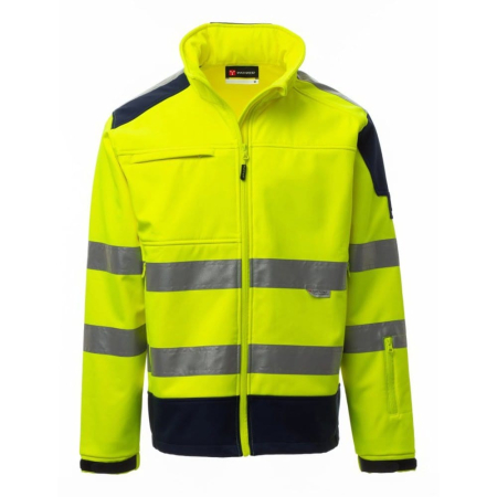 Jachete, bluze & hanorace - Jacheta softshell Payper Screen, 97% polyester + 3% elastan Soft Shell, Fluorescent Yellow/Navy Blue, marime M