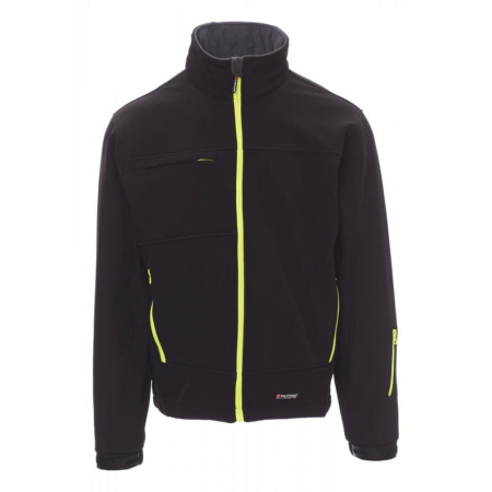 Scule & unelte - Jacheta softshell Payper Storm, Soft-Shell 93% polyester + 7% elastane, Black/Neon Yellow, marime 4XL