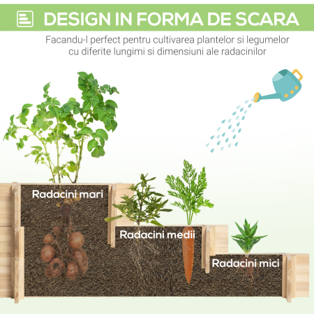 Jardiniera 3 Niveluri din Lemn de Brad - Cultivare Usoara in Gradina [4]
