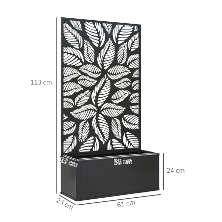  Jardiniera cu Grilaj pentru Plante Cataratoare cu Montare pe Perete sau Independent, 61x23x113 cm, Negru [2]