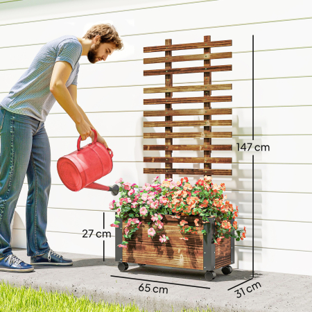  Jardiniera cu Spalier pentru Plante Agatatoare si Roti [2]