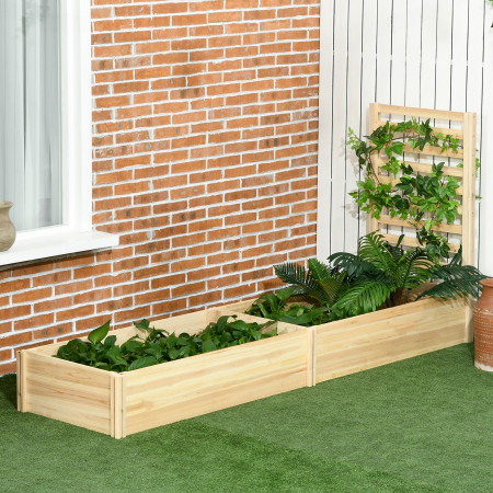  Jardiniera cu Spalier pentru Plante Cataratoare si Baza Deschisa, din Lemn de Brad, 230x60x110 cm, Culoare Lemn [1]